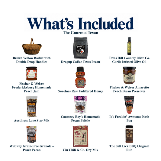 What's included in The Gourmet Texan: each included item individually labeled.