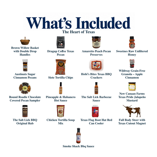 What's included in The Heart of Texas: each included item individually labeled.