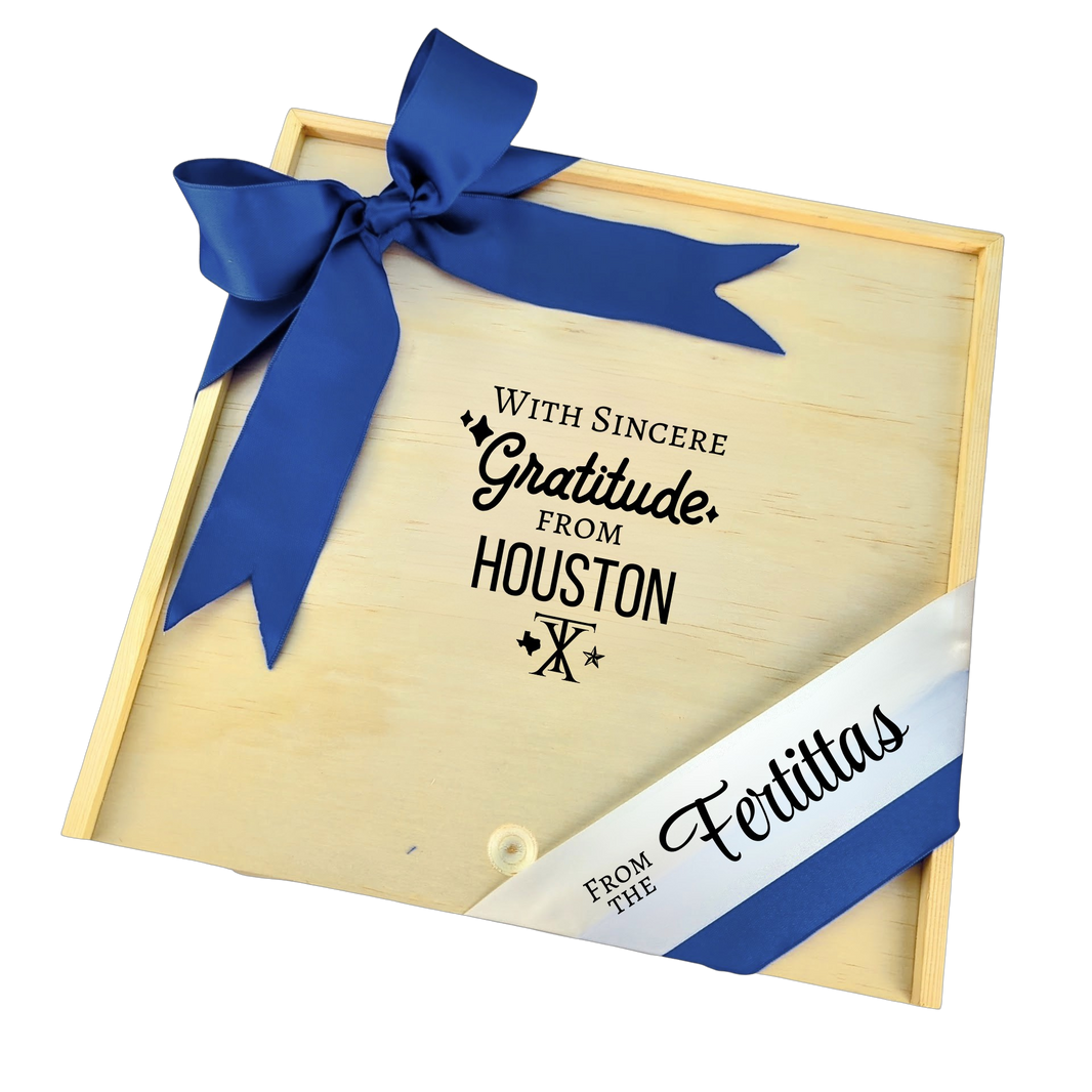 With Sincere Gratitude from Houston wooden gift box with Texas-inspired design, perfect for thoughtful gifting or keepsakes.