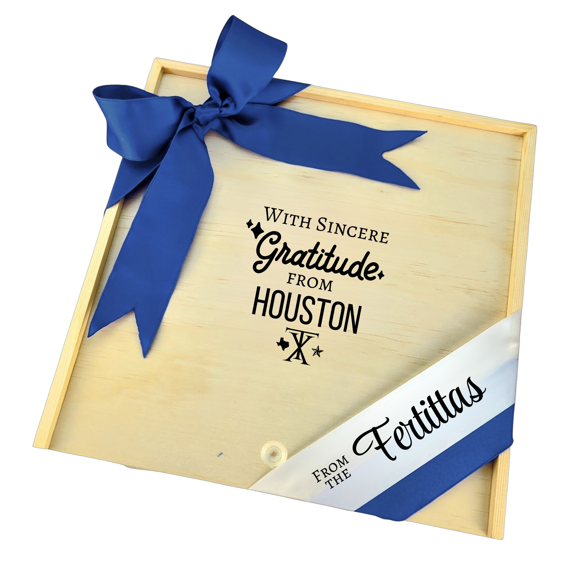 With Sincere Gratitude from Houston wooden gift box with Texas-inspired design, perfect for thoughtful gifting or keepsakes.